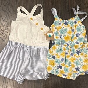 First Impressions White and Blue Floral Romper Set